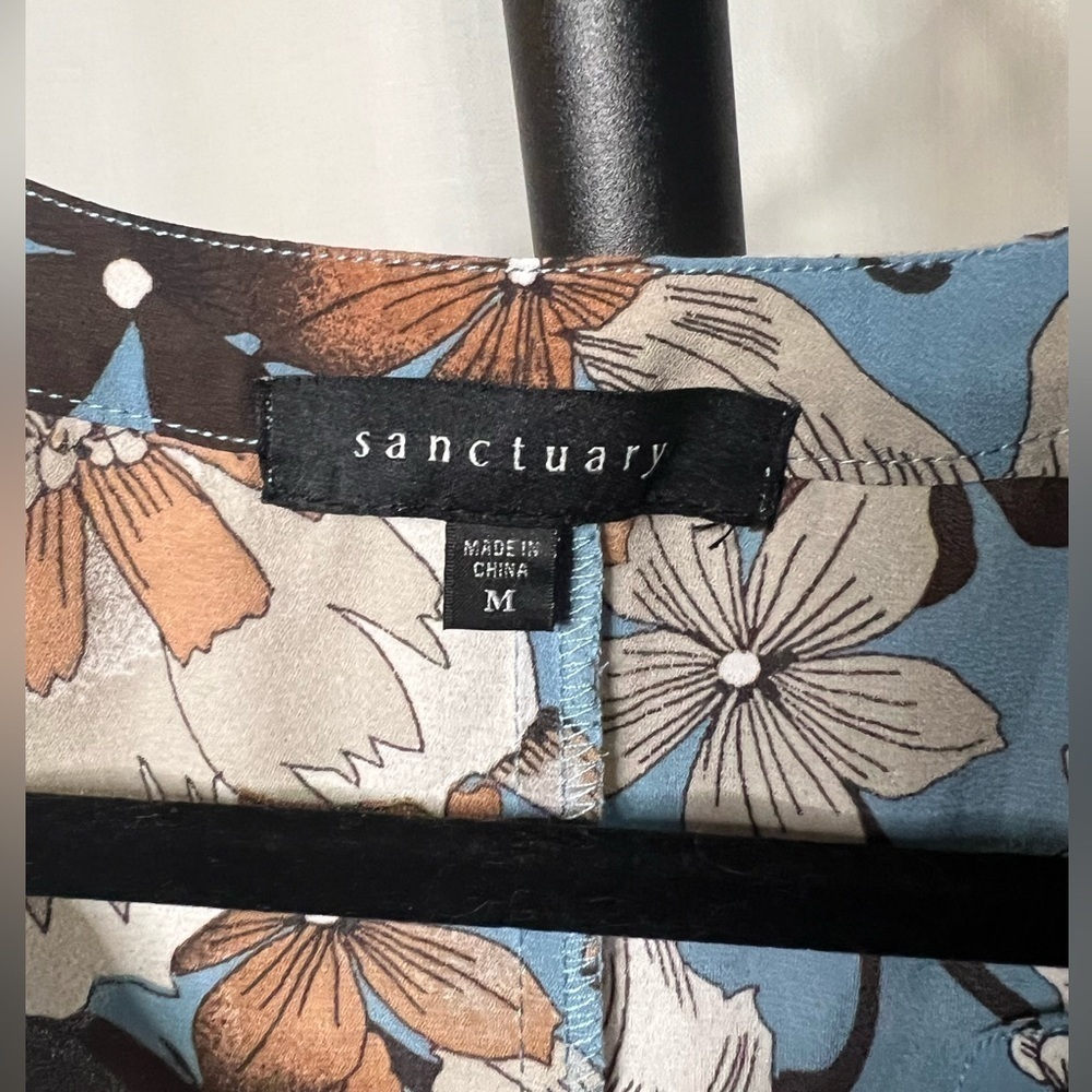 Sanctuary Blue and Brown Floral Blouse Medium - Picture 7 of 13
